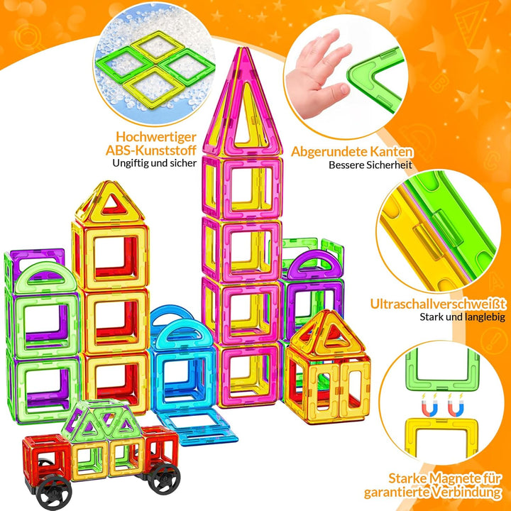 Magnetische Bausteine 120 Teile Konstruktion, Magnetbausteine Magnetspielzeug Magnete Kinder, Magnet