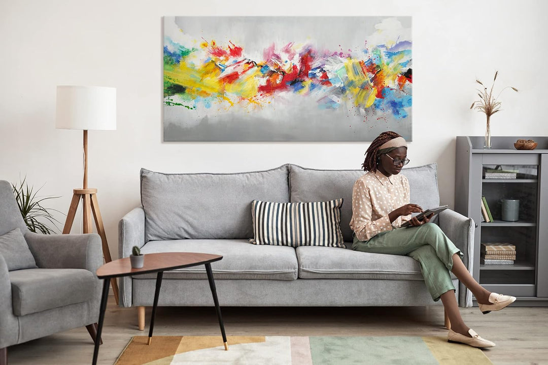 YS-Art Abstrakt Design Acryl Gemälde auf Leinwand buntes Leben handgemalt Wandbilder Wohnzimmer mode
