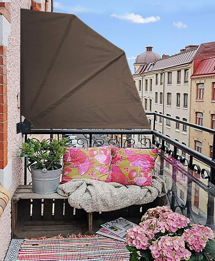 QUICK STAR Balkonfächer 115 x 115 cm Beigegrau, Easy Mount Wandplatte, Balkon Sichtschutz Fächer Bli