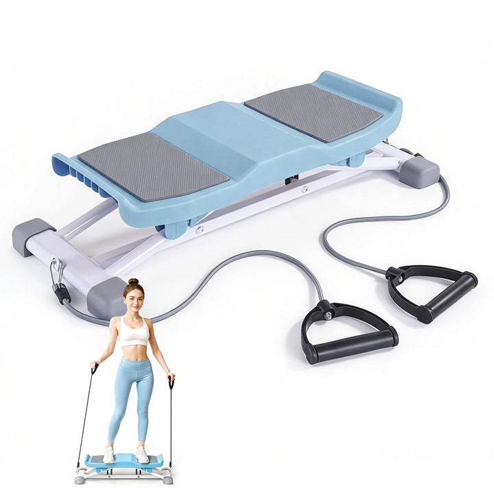 Mini Stepper mit Widerstandsbändern, Ski-Simulator Stepper für Zuhause, Geräuschlos und Rutschfest,