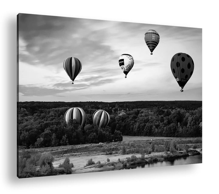 deyoli Fahrt mit einem Heissluftballon Effekt: Schwarz&Weiss,Format: 80x60 als Leinwandbild, Motiv f