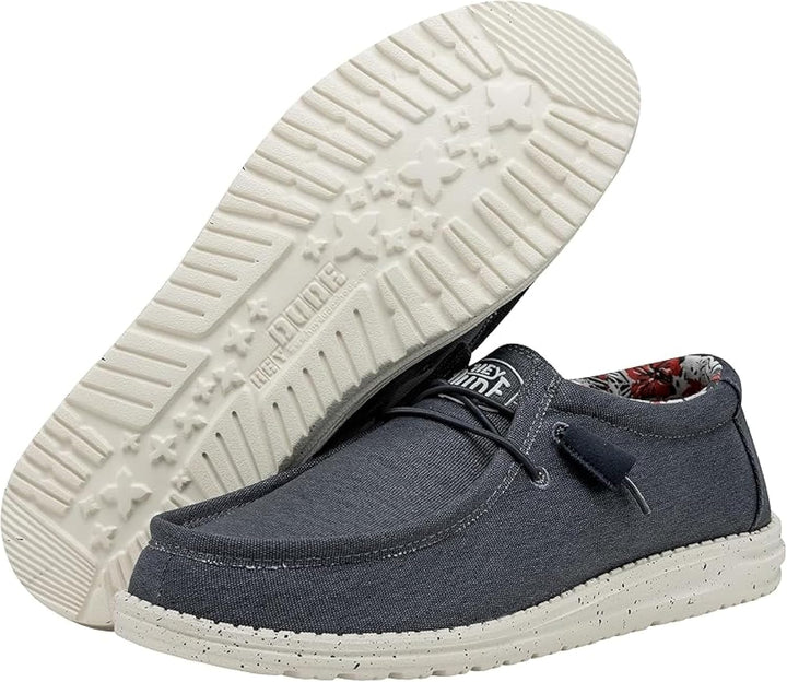 Hey Dude Herren Wally Stretch Canvas Moc Toe Shoes 37 EU Blau, 37 EU Blau