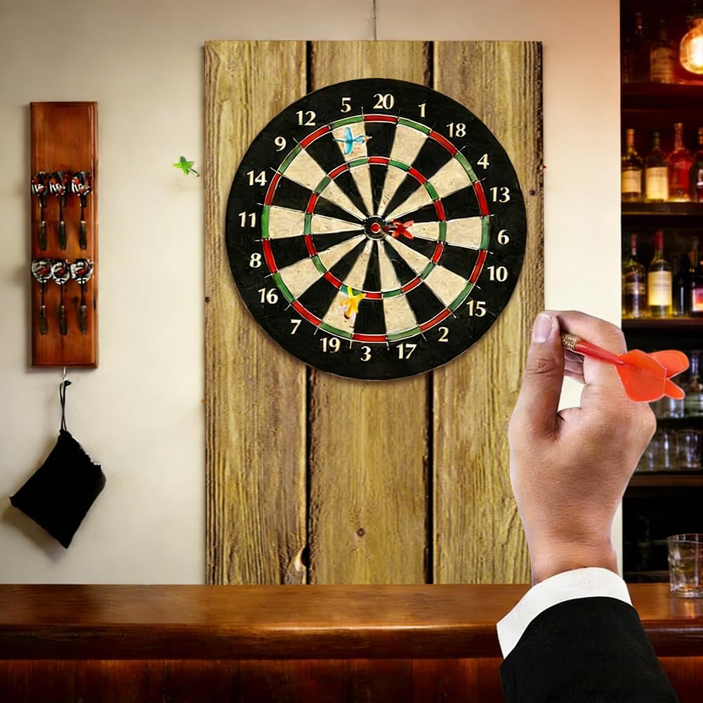 Dart Wandschutz Set aus Filz, 6 Selbstklebende Paneele in Holzoptik (30x30 cm) | Wandschutz für Dart
