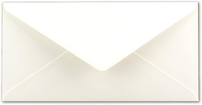 200 Brief-Umschläge Natur-Weiss DIN Lang - 110 x 220 mm (11 x 22 cm) - Nassklebung ohne Fenster - Id