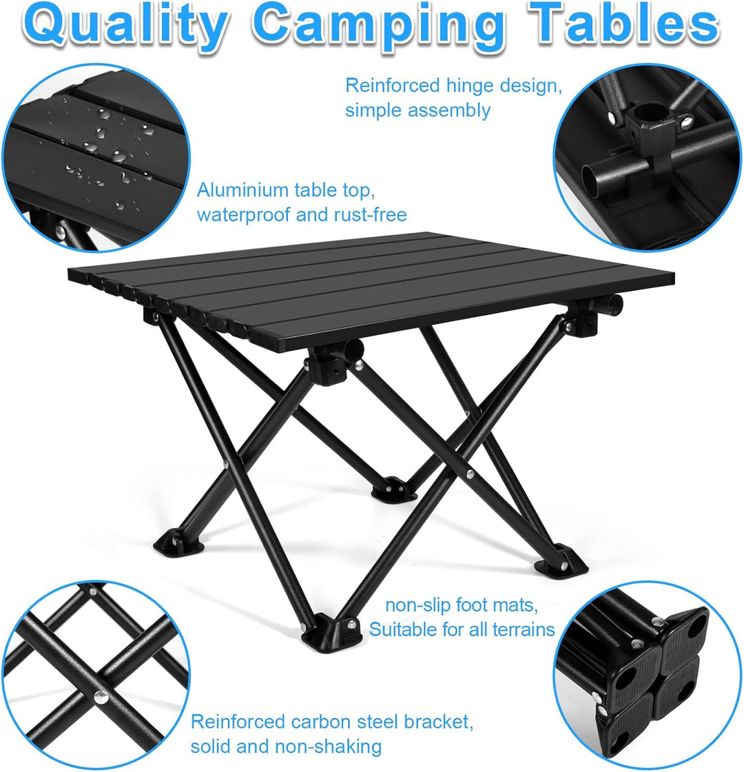 Klappbarer Campingtisch, Ultraleichter Tragbarer Campingtisch aus Karbonstahl mit Tragetasche für Ou