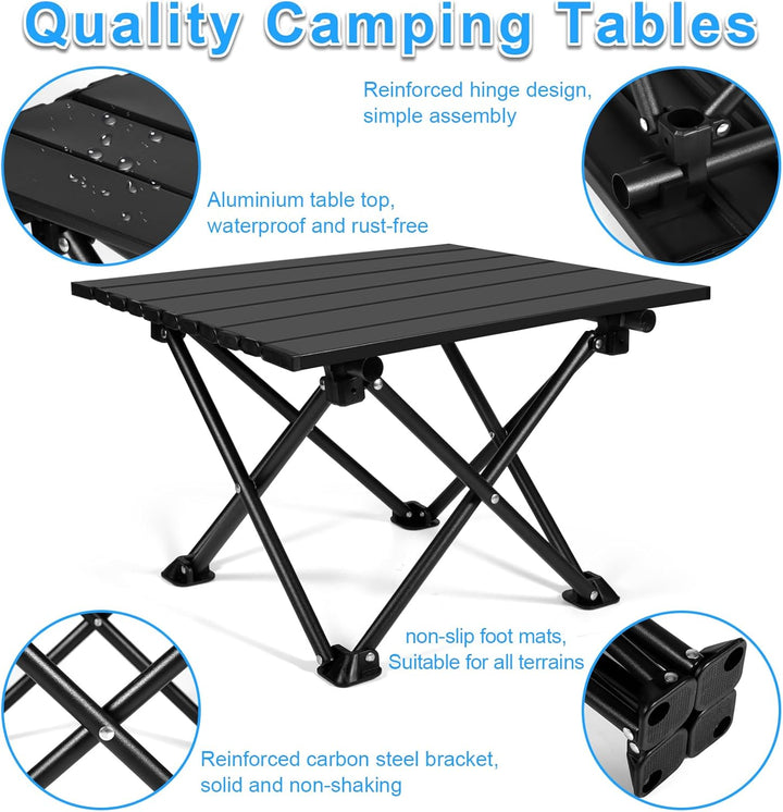 Klappbarer Campingtisch, Ultraleichter Tragbarer Campingtisch aus Karbonstahl mit Tragetasche für Ou