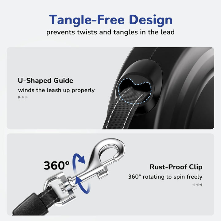 pecute Hundeleine 10m, Rollleine für Hunde, 360° Verhedderungsfreier Leinenverlängerung, Anti-Rutsch