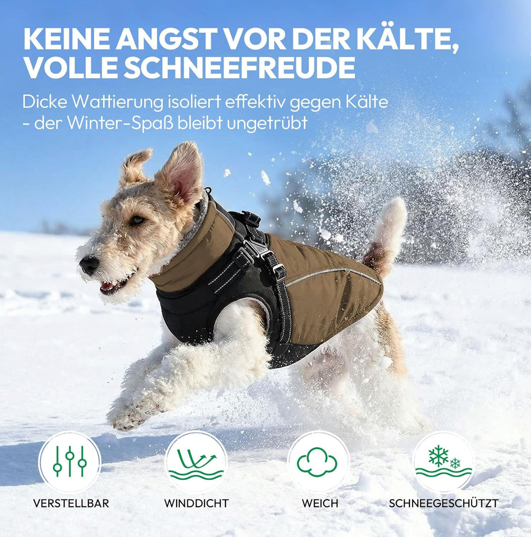 Hundemantel mit Geschirr Wasserdicht,Wintermantel für Hunde mit Fleecefutter, reflektierende Element