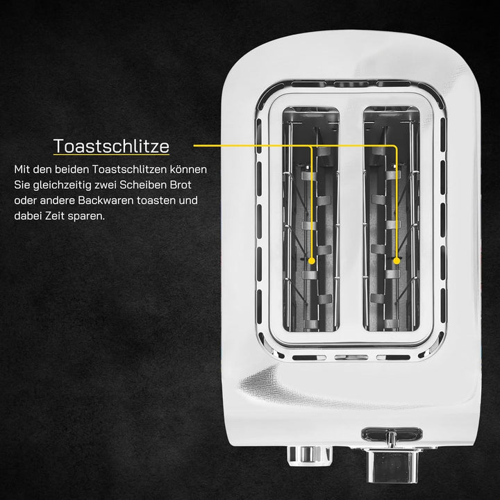 TOAST 3010 G | Toaster 2 Scheiben mit Brötchenaufsatz | 7 Leistungsstufen | 850 W | Auftau-, Aufwärm