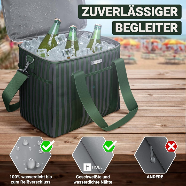 HOEL Kühltasche gross 20L &amp; 30L faltbar - Isolierte Thermotasche - Lunchtasche wasserdicht &amp; auslauf