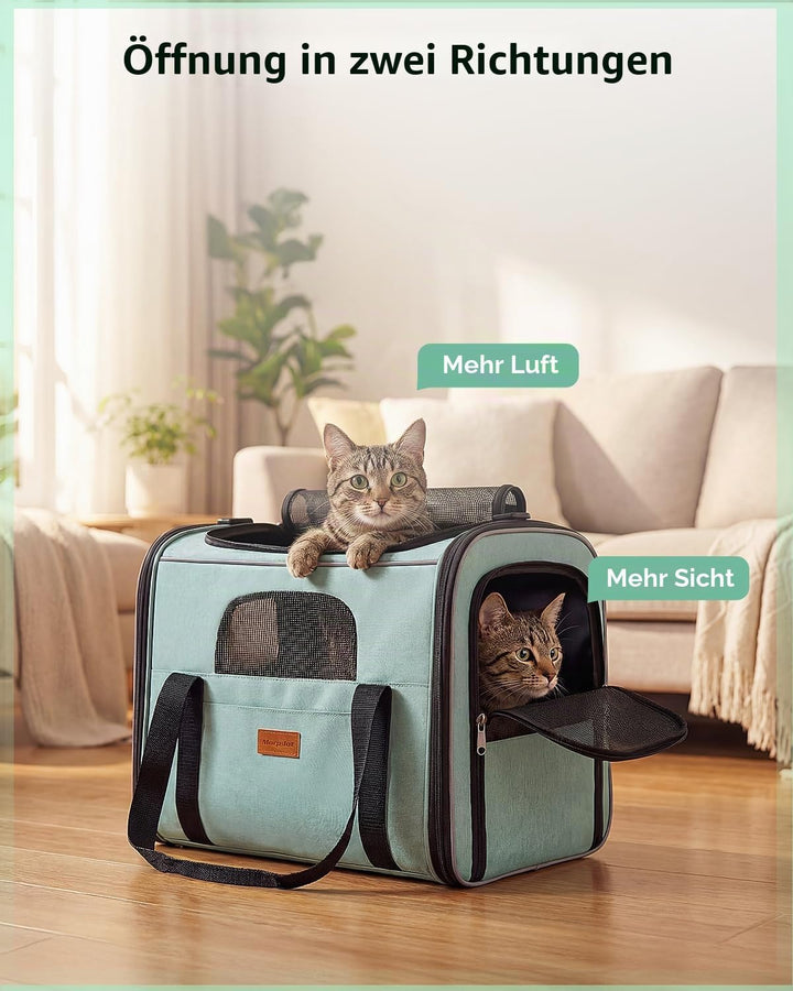 Morpilot Katzentransportbox für grosse Katzen und Welpen Katzenbox Hundetasche mit Sicherheit Reissv