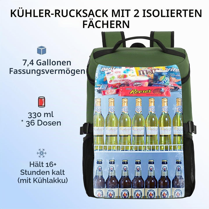 Kalesi Kühlrucksack 36 Dosen Leichter Isolierter Rucksack Kühler Auslaufsicher Reise Camping Mittage