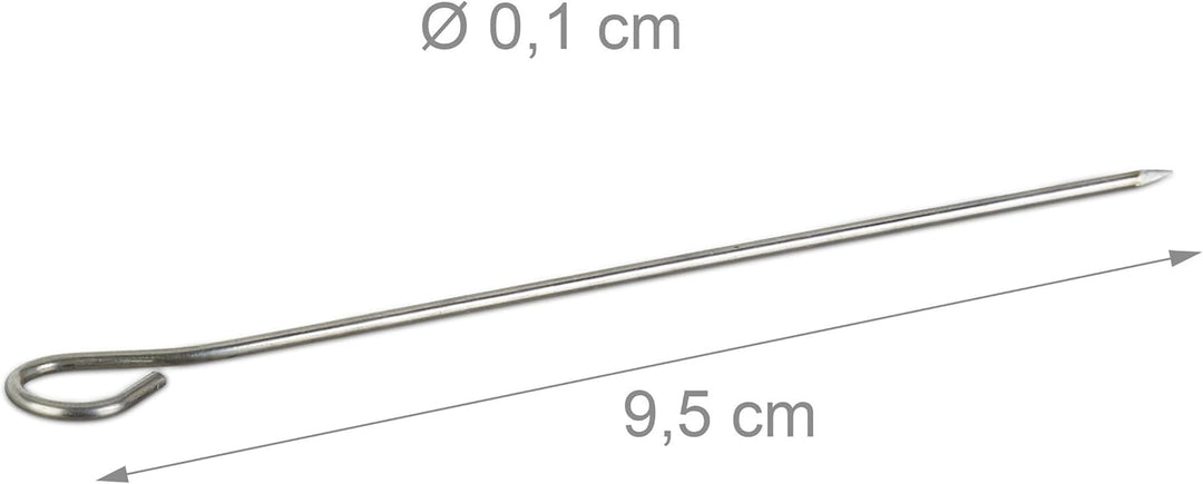 Relaxdays 150 Rouladennadeln im Set, Spicknadeln aus Edelstahl, Fleischnadeln 11 cm, Silber, 150