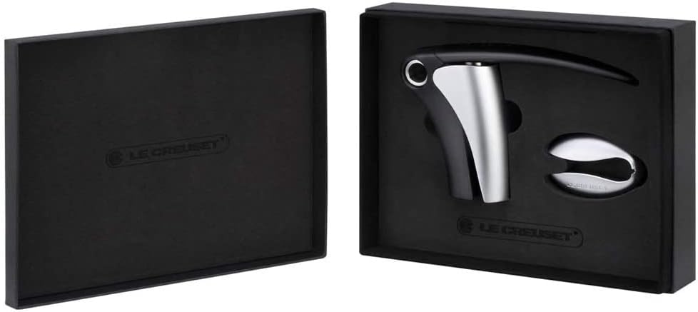 LE CREUSET, Leverpull-Korkenzieher LM-150 mit Kapselschneider, Entfernung von Weinkorken, Silber/Sch