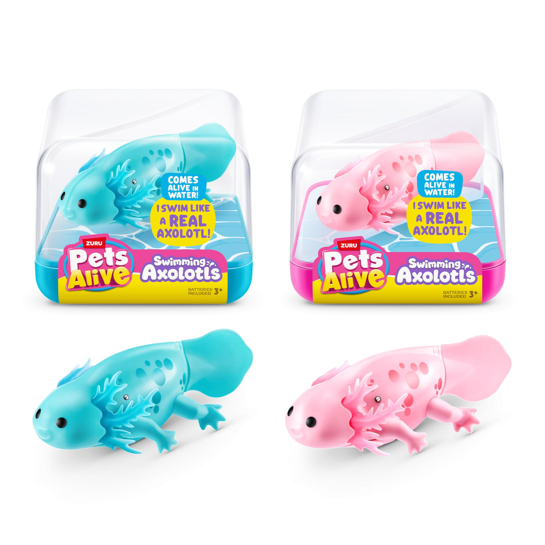 Pets Alive Swimming Axolotls von ZURU (2 Pack), schwimmender Roboter-Axolotl, elektronisches Haustie