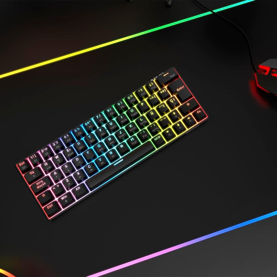 KROM KYARA - Mechanische RGB-Gaming-Tastatur, Bluetooth 5.0, 2,4 GHz und USB, Design im 60 Prozent-F