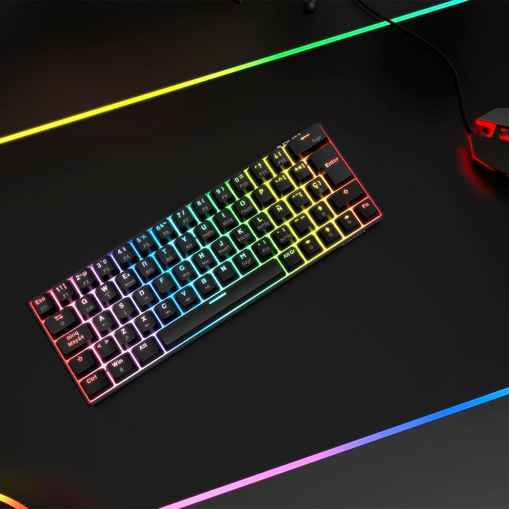 KROM KYARA - Mechanische RGB-Gaming-Tastatur, Bluetooth 5.0, 2,4 GHz und USB, Design im 60 Prozent-F