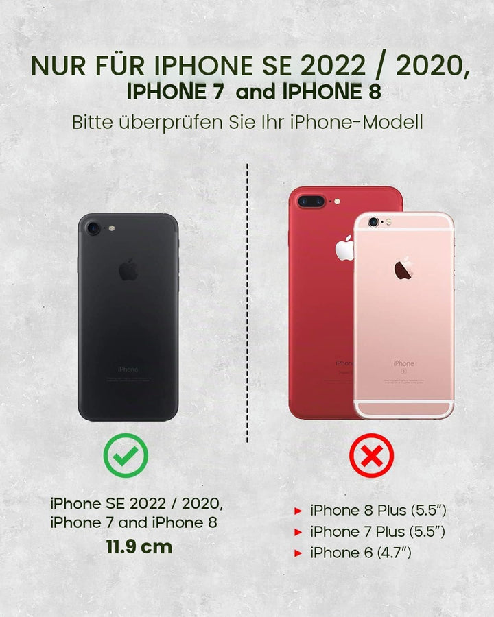 Porter Riley - Lederhülle für iPhone SE (2022/20) und iPhone 8 / iPhone 7. Premium Ultra Dünn Echtle