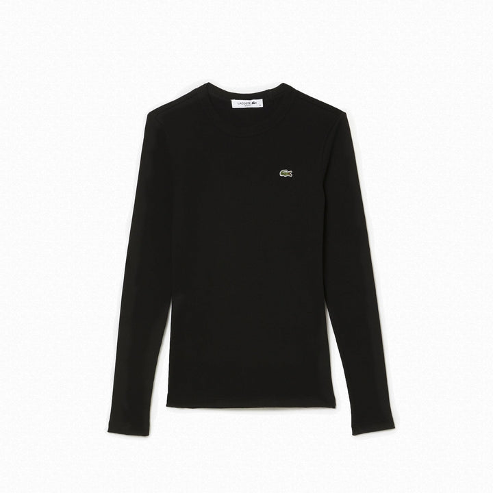 Lacoste Damen T-Shirt Langarm TF1692, Frauen Basic Tshirt,Tee,Regular Fit 40 Black (031), 40 Black (