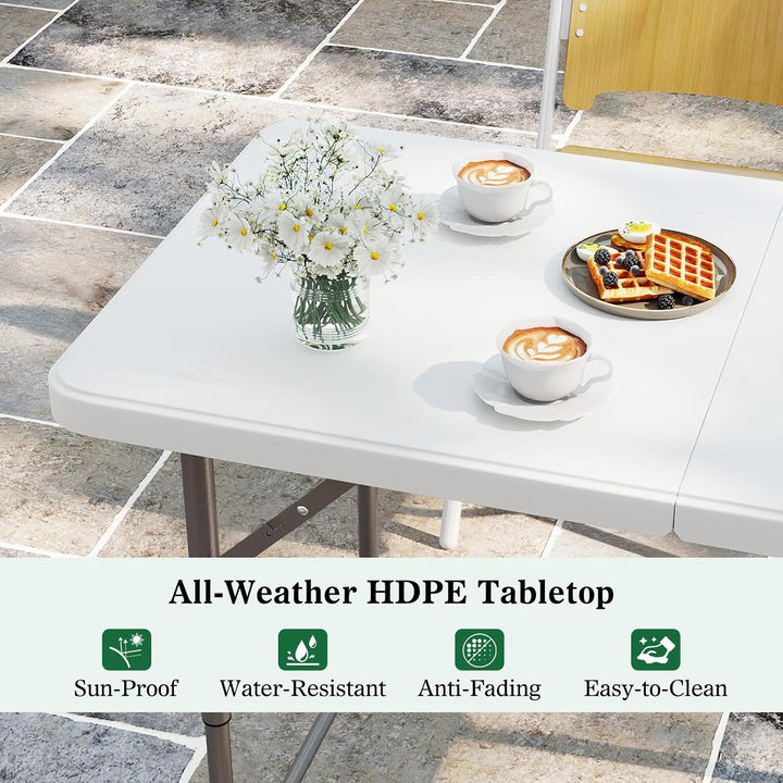 COSTWAY Campingtisch höhenverstellbar, Gartentisch klappbar, Klapptisch mit HDPE-Tischplatte &amp; Trage