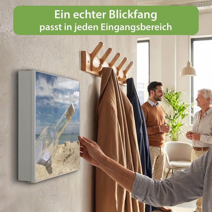 banjado Grosser Schlüsselkasten Glas - Schlüsselbox 30x30cm mit 50 Haken - Schlüsselkasten modern fü