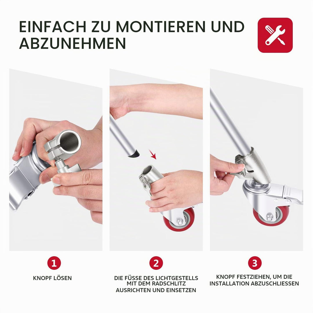NEEWER 3er Pack Professionelle Lenkrollen mit 75mm Durchmesser haltbare Metallkonstruktion mit Gummi