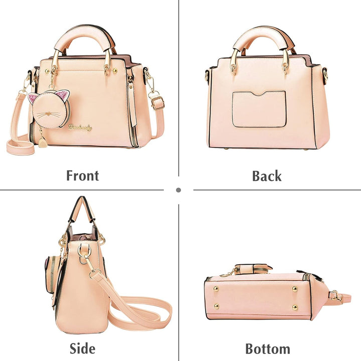 PORRASSO Damen Handtasche Süsse Umhängetasche Henkeltaschen Frauen Wasserdicht PU Leder Schultertasc