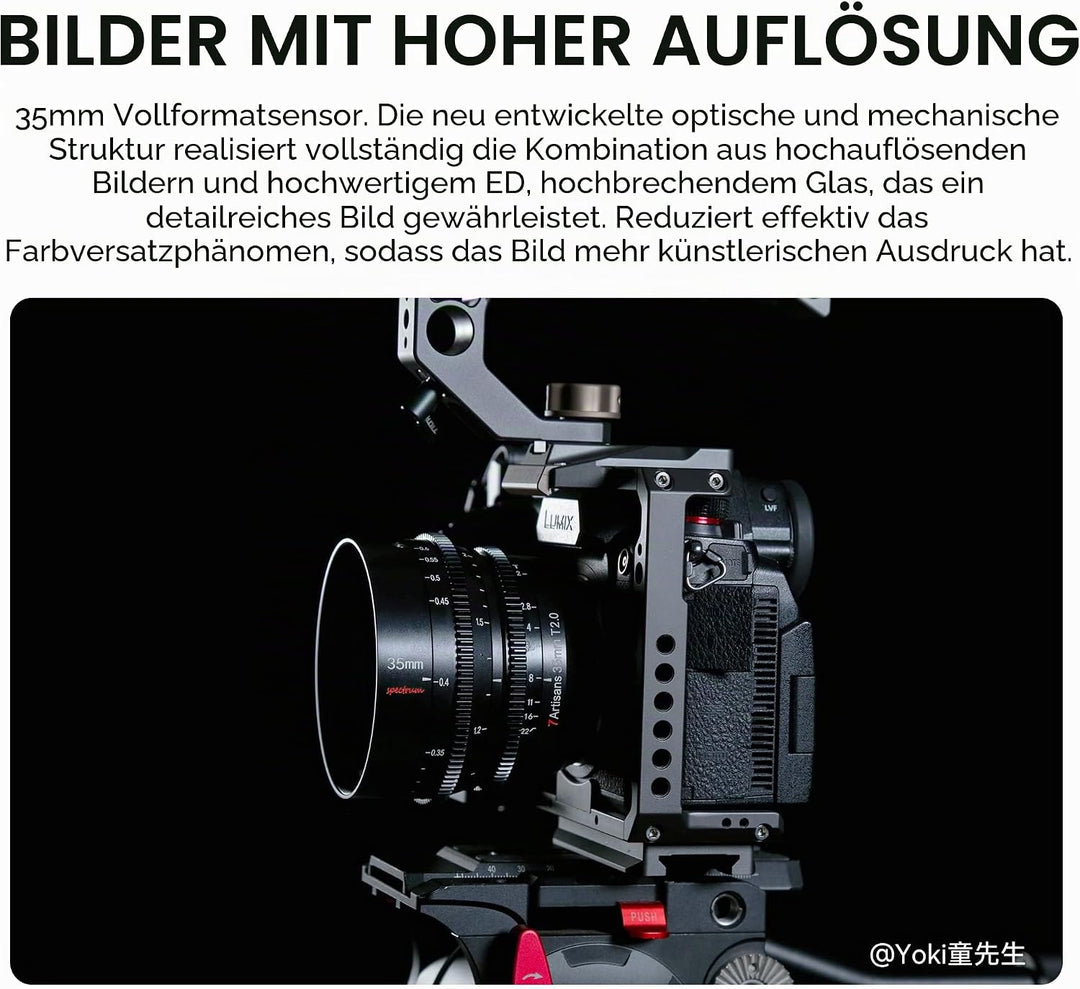 7artisans 35 mm T2.0 grosse Blende, Vollrahmen-Cine-Objektiv, kompatibel mit Nikon Z-Mount, manuelle