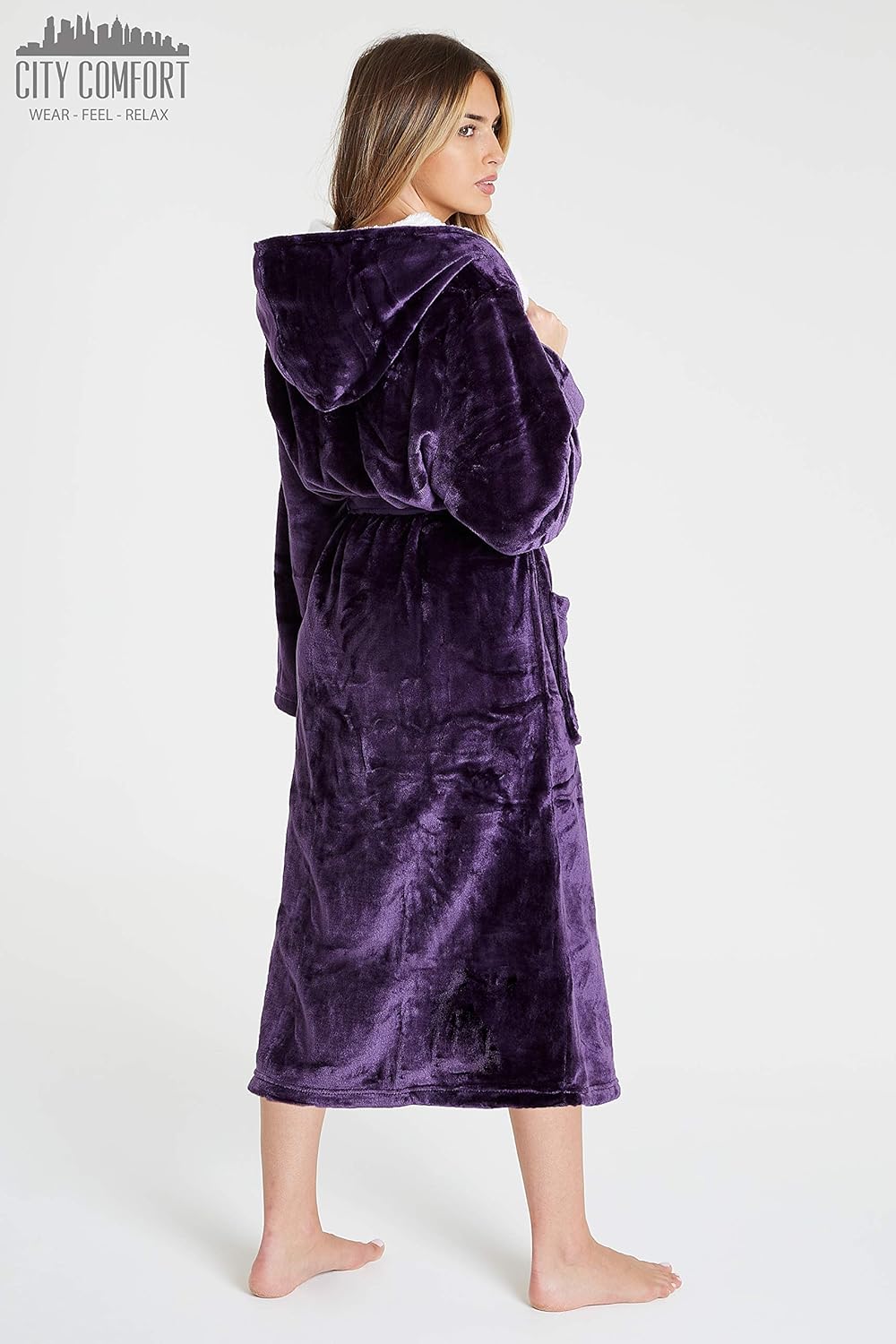 CityComfort Bademantel Damen Flauschig, Morgenmantel Damen, Fleece Bademäntel für Damen, S-XL M Dunk