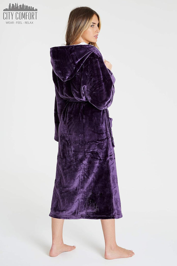CityComfort Bademantel Damen Flauschig, Morgenmantel Damen, Fleece Bademäntel für Damen, S-XL M Dunk
