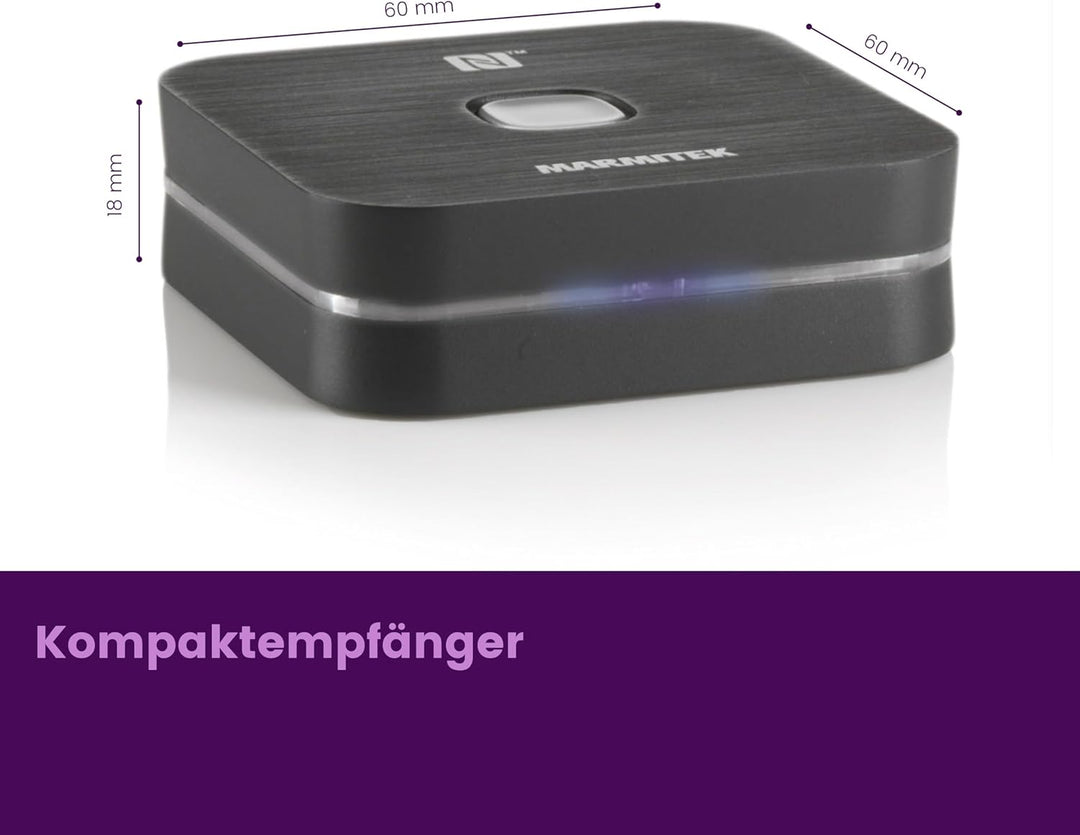 Bluetooth Empfänger Marmitek BoomBoom 80 – Musik kabellos streamen – NFC & 3,5mm Klinke – HiFi Stere