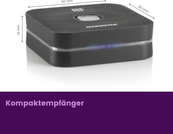 Bluetooth Empfänger Marmitek BoomBoom 80 – Musik kabellos streamen – NFC & 3,5mm Klinke – HiFi Stere