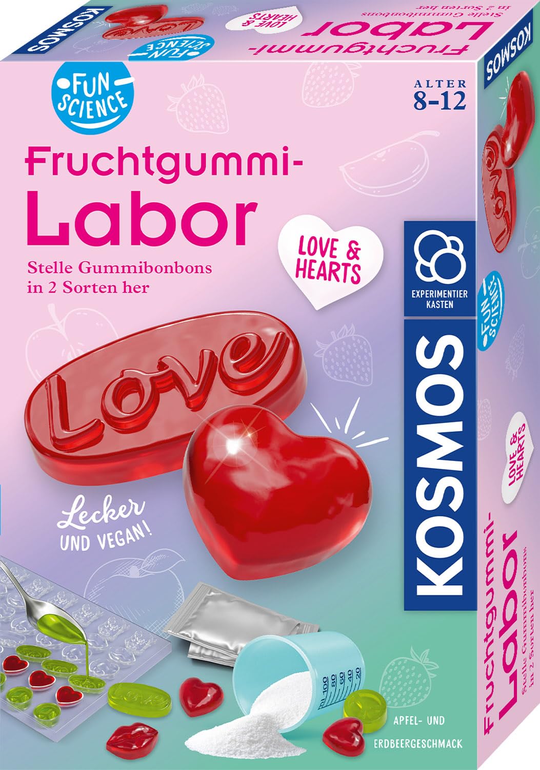 KOSMOS 654344 Fun Science Fruchtgummi Labor Love & Hearts – Experimentierkasten zum Fruchtgummi selb