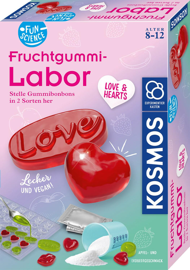 KOSMOS 654344 Fun Science Fruchtgummi Labor Love & Hearts – Experimentierkasten zum Fruchtgummi selb