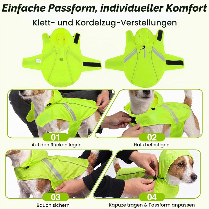 VIVAGLORY Hunderegenmantel für kleine Hunde, leicht an- und ausziehbare Regenbekleidung, reflektiere