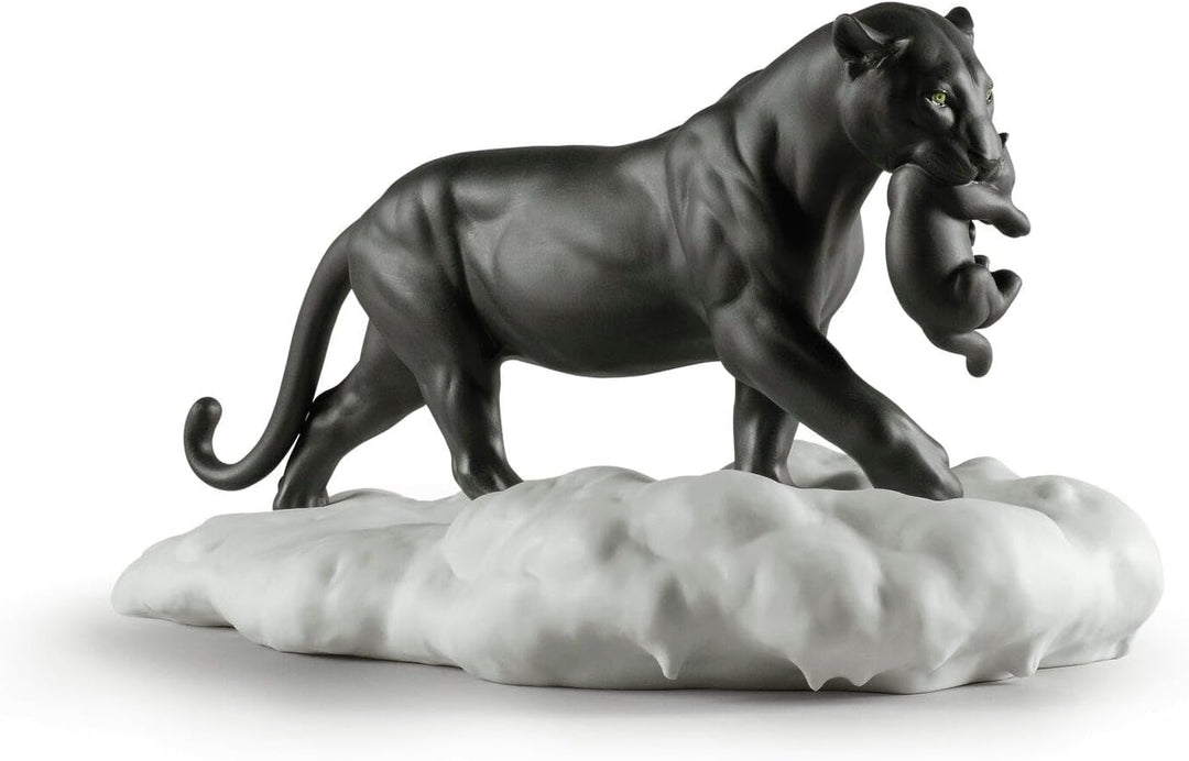 LLADRÓ Figur Schwarzer Panther Mit Welpe. Panther. Porzellan.