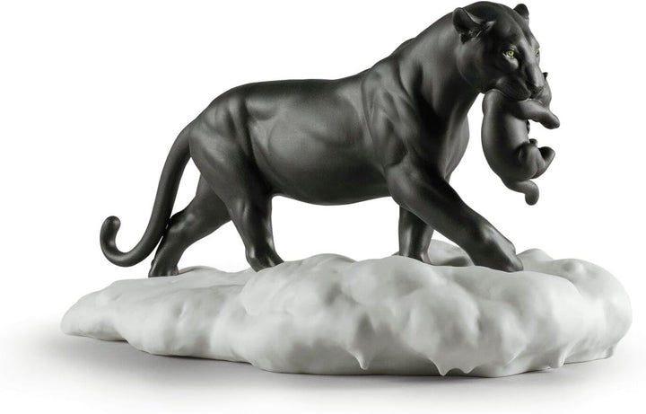 LLADRÓ Figur Schwarzer Panther Mit Welpe. Panther. Porzellan.
