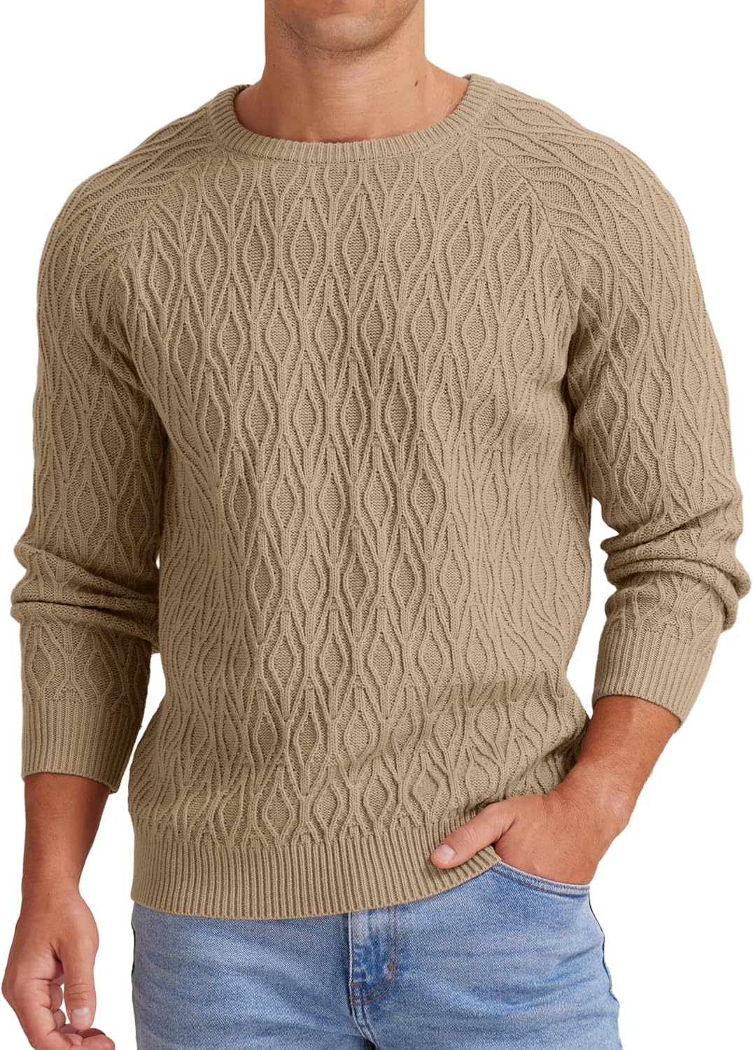 Sailwind Herren Strickpullover Zopfstrick Rundhalsausschnitt Warm Langarmpullover Herren Tops Winter
