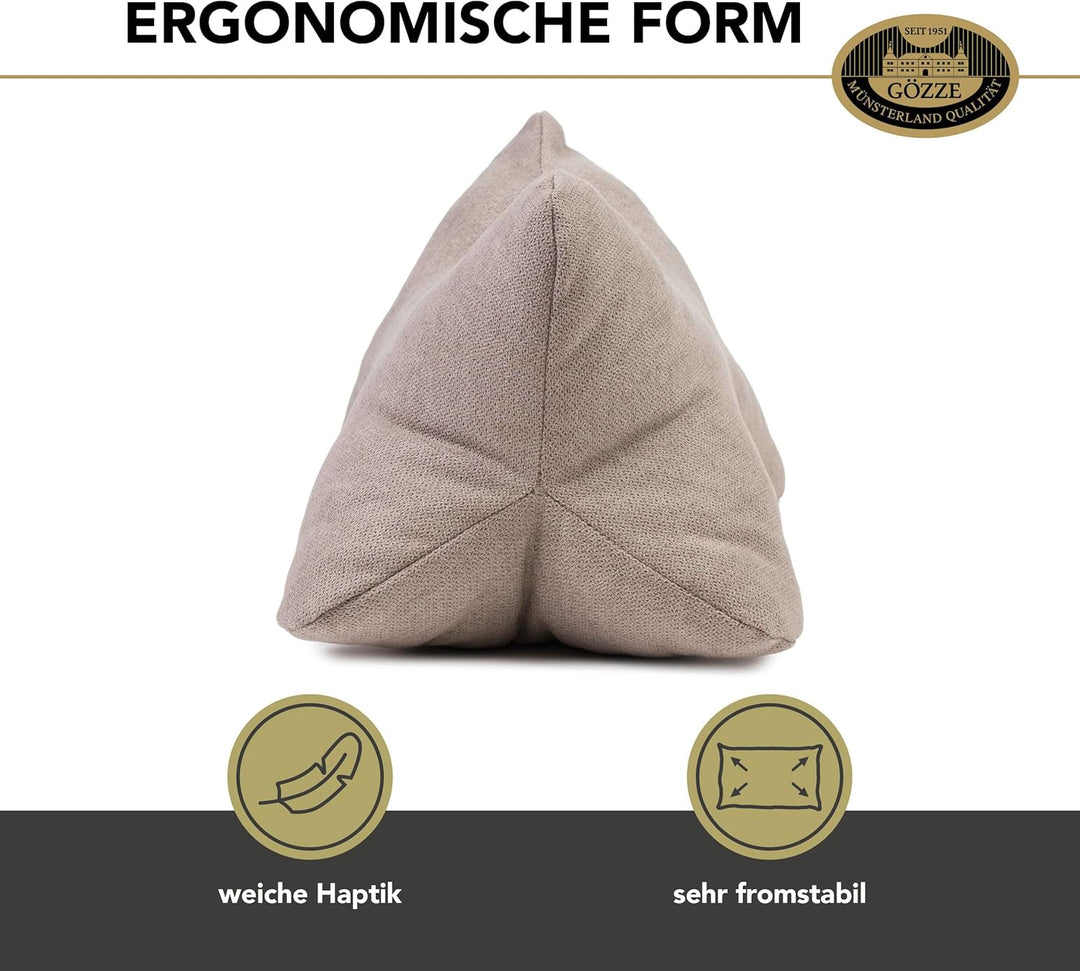 Gözze - Kuschelweiches Lesekissen Darco, Ideal als Sofakissen oder Leseknochen, 40 x 25 cm - Taupe,