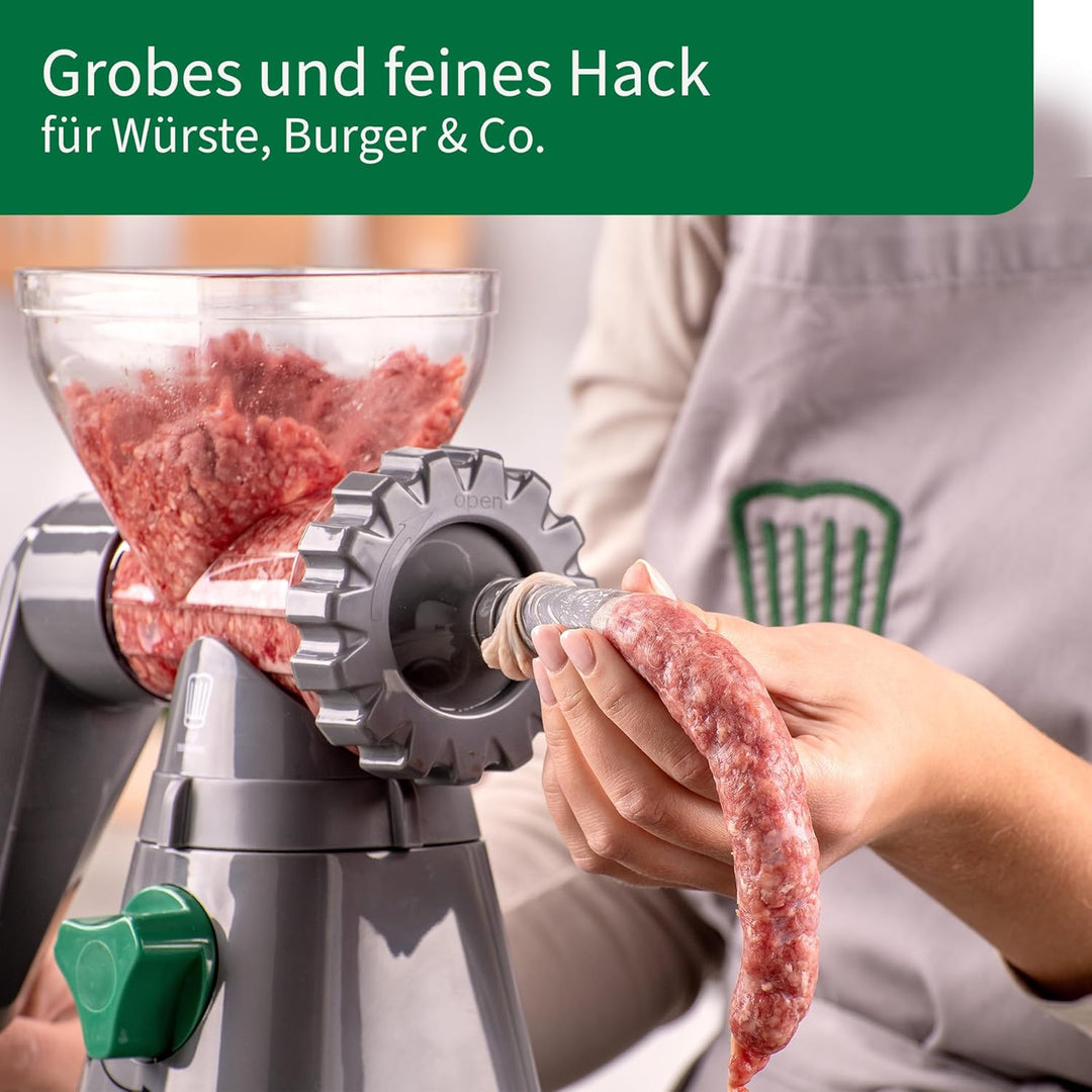 FACKELMANN Chefkoch Fleischwolf mit Gebäckvorsatz – Drehwolf für Fleisch oder als Gebäckpresse zum B