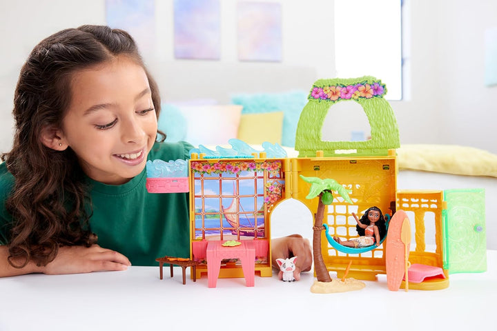 Mattel Disney Princess Spielzeuge Vaiana Storytime Stackers Puppenhaus mit kleiner Vaiana-Puppe,1 Ti