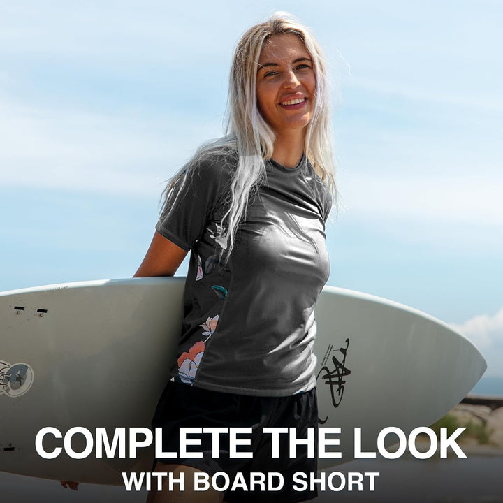 Kanu Surf Breeze Damen Rashguard & Workout Top mit LSF 50+, kurzärmelig M Darren Holzkohle, M Darren