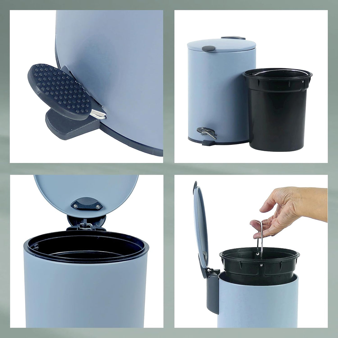 kela Kosmetikeimer 3l blau matt, Silent-Close-Deckel, Tretmülleimer Badezimmer MATS, Badmülleimer mi