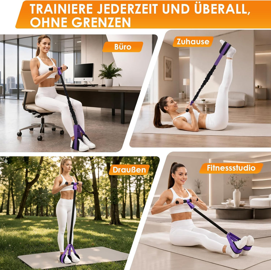 TOMSHOO Pedal Widerstandsbänder mit Griff, Multifunktions Bauchtrainer für Zuhause, Bodybuilding Exp