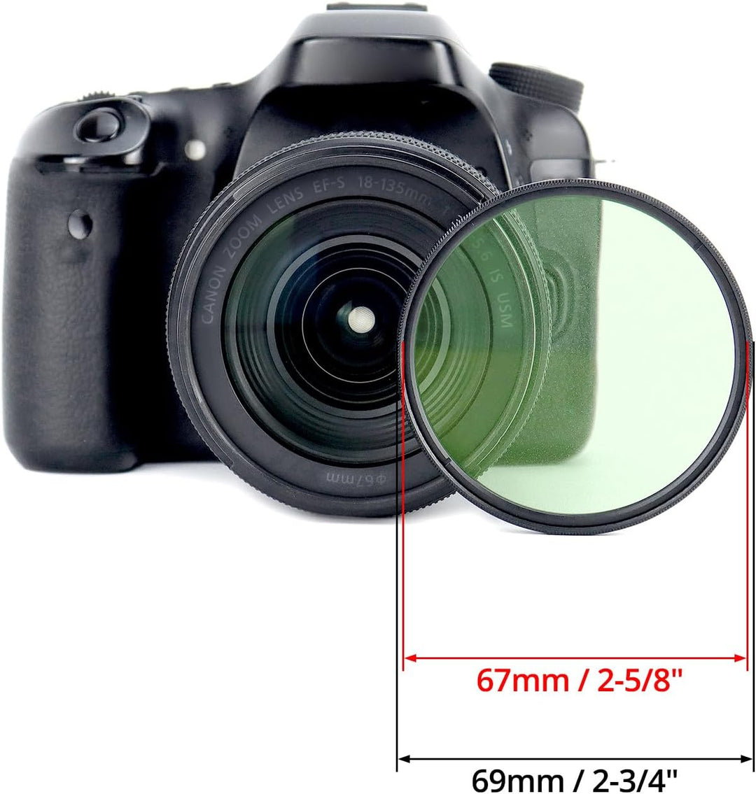 QWORK 67 mm Polfilter - 1/4 Filter Schwarze Diffusion Kinoeffekt - Optisches HD-Glas mit Nanobeschic