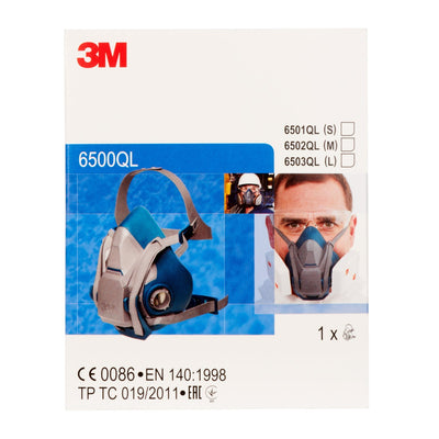 3M Atemschutz-Halbmaske 6503QL – Atemmaske mit Cool-Flow Ausatemventil & Quick-Release Mechanismus –