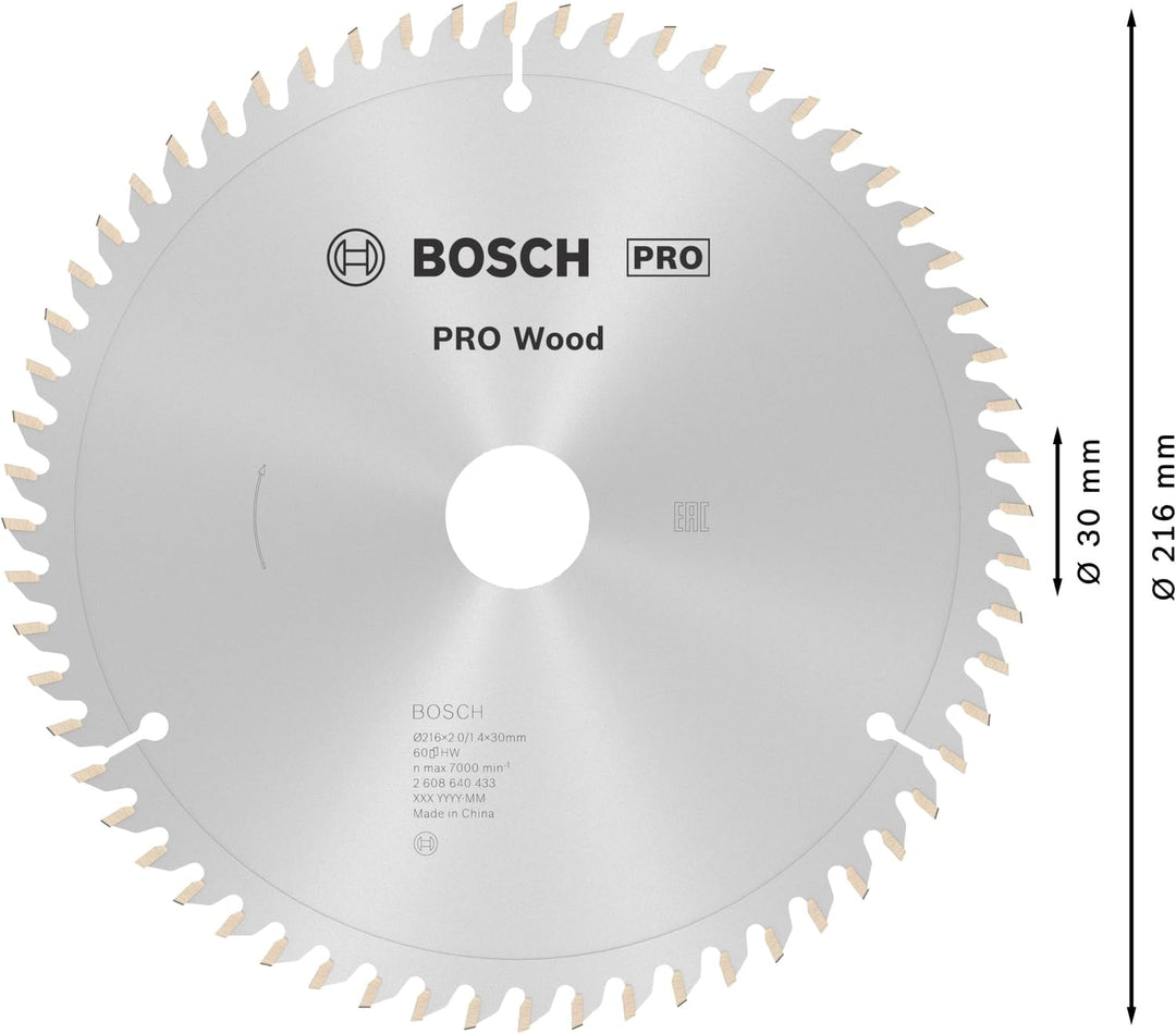 Bosch Professional Kreissägeblatt Optiline Wood (für Holz, 216 x 30 x 2 mm, 60 Zähne, Zubehör Kreiss