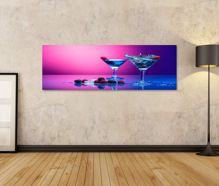 islandburner Bild auf Leinwand Bunte Cocktails Beeren Bilder Wandbilder Poster Leinwand 120x40cm - P