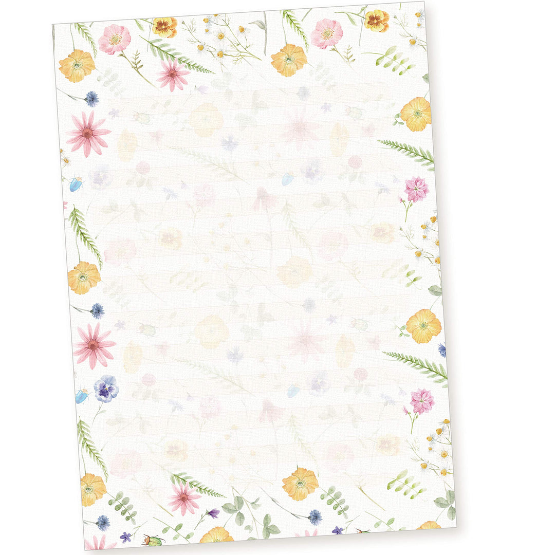Schreibblöcke DIN A4 liniert Flora-Bianca (40 Stück) Briefpapier Linien Block mit Blumen und besonde