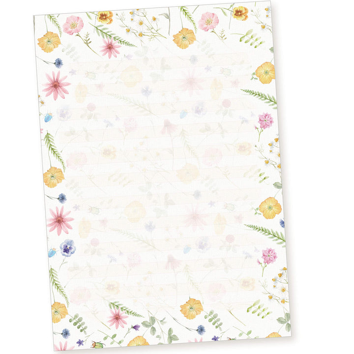 Schreibblöcke DIN A4 liniert Flora-Bianca (40 Stück) Briefpapier Linien Block mit Blumen und besonde